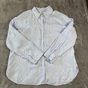 Banana Republic Linen Button Down Shirt Mens XL Light Blue Long Sleeve Casual